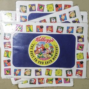 Vintage 1996 Set of 4 Kellogg's Cereal Vinyl Placements 